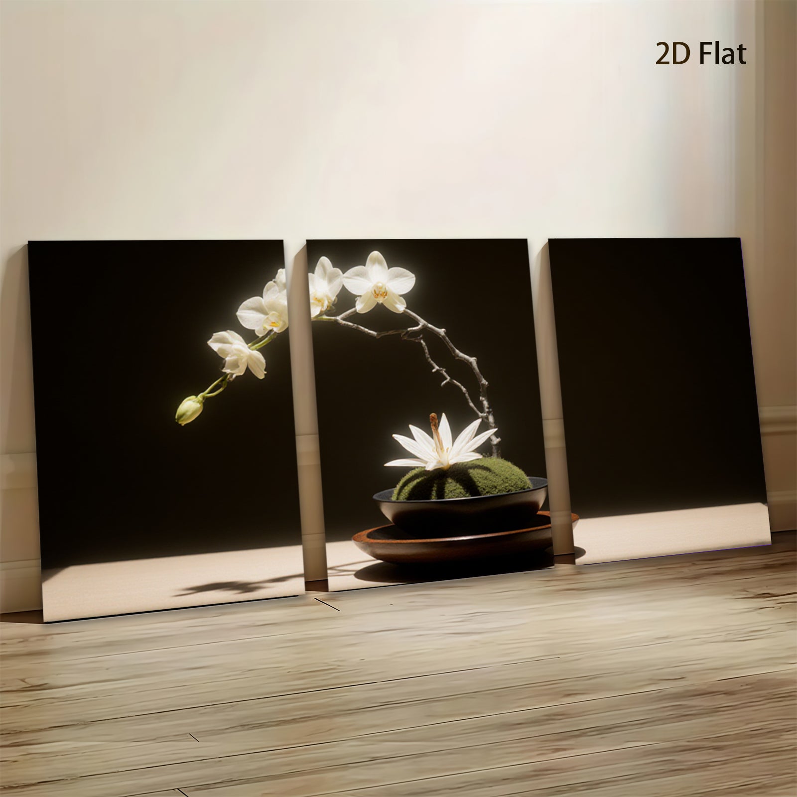 2D flat 1pc serene orchid bloom minimalist zen decor living room bedroom gallery wrapped canvas modern farmhouse wall art