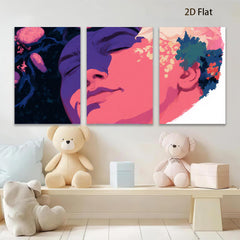 2D flat 1pc serene woman portrait floral accent modern wall art bedroom living room gallery wrapped canvas farmhouse style
