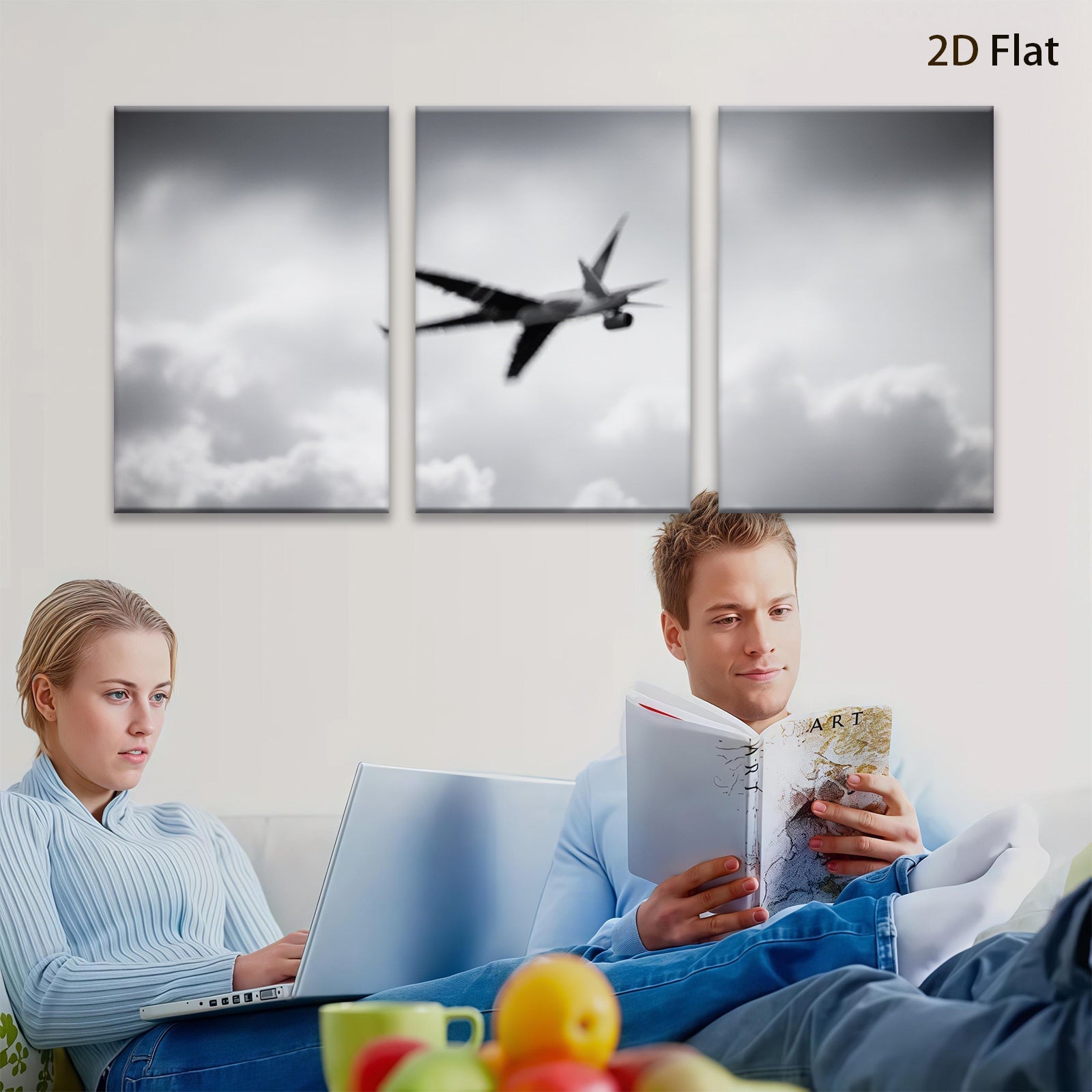 2D flat 1pc soaring bird silhouette against cloudy sky modern farmhouse wall decor living room bedroom gallery wrapped canvas print minimalist art cozy home vibes