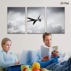 2D flat 1pc soaring bird silhouette against cloudy sky modern farmhouse wall decor living room bedroom gallery wrapped canvas print minimalist art cozy home vibes