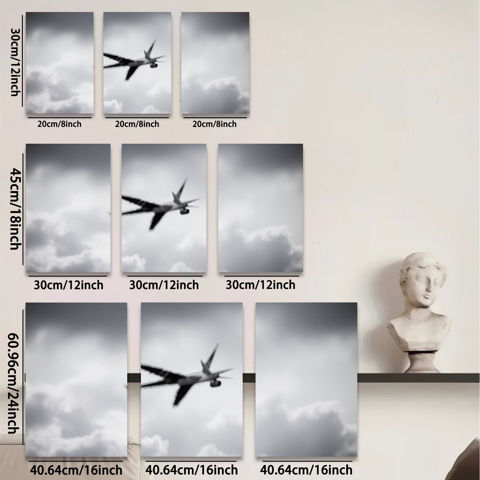 2D flat 1pc soaring bird silhouette against cloudy sky modern farmhouse wall decor living room bedroom gallery wrapped canvas print minimalist art cozy home vibes