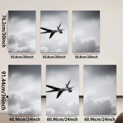 2D flat 1pc soaring bird silhouette against cloudy sky modern farmhouse wall decor living room bedroom gallery wrapped canvas print minimalist art cozy home vibes