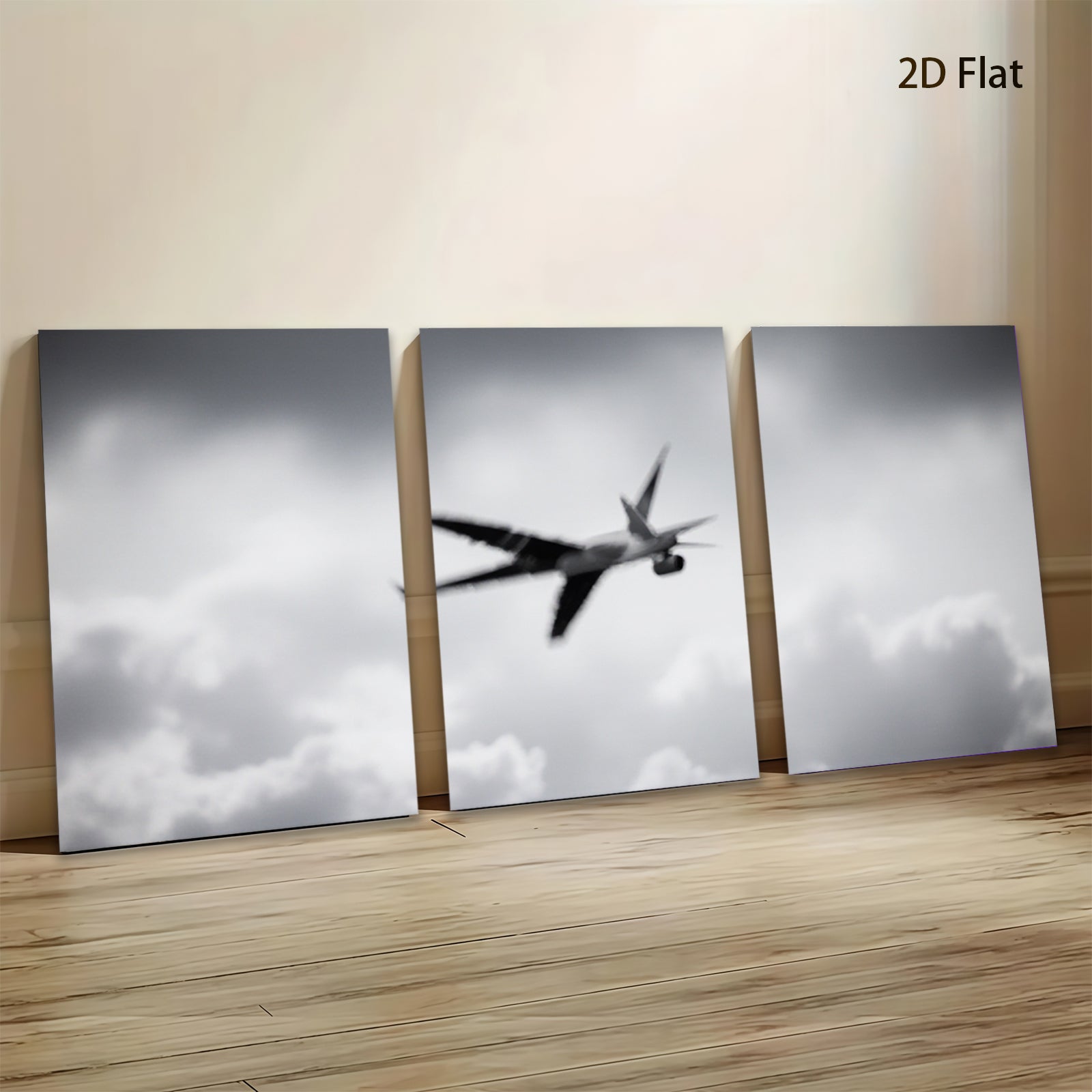 2D flat 1pc soaring bird silhouette against cloudy sky modern farmhouse wall decor living room bedroom gallery wrapped canvas print minimalist art cozy home vibes