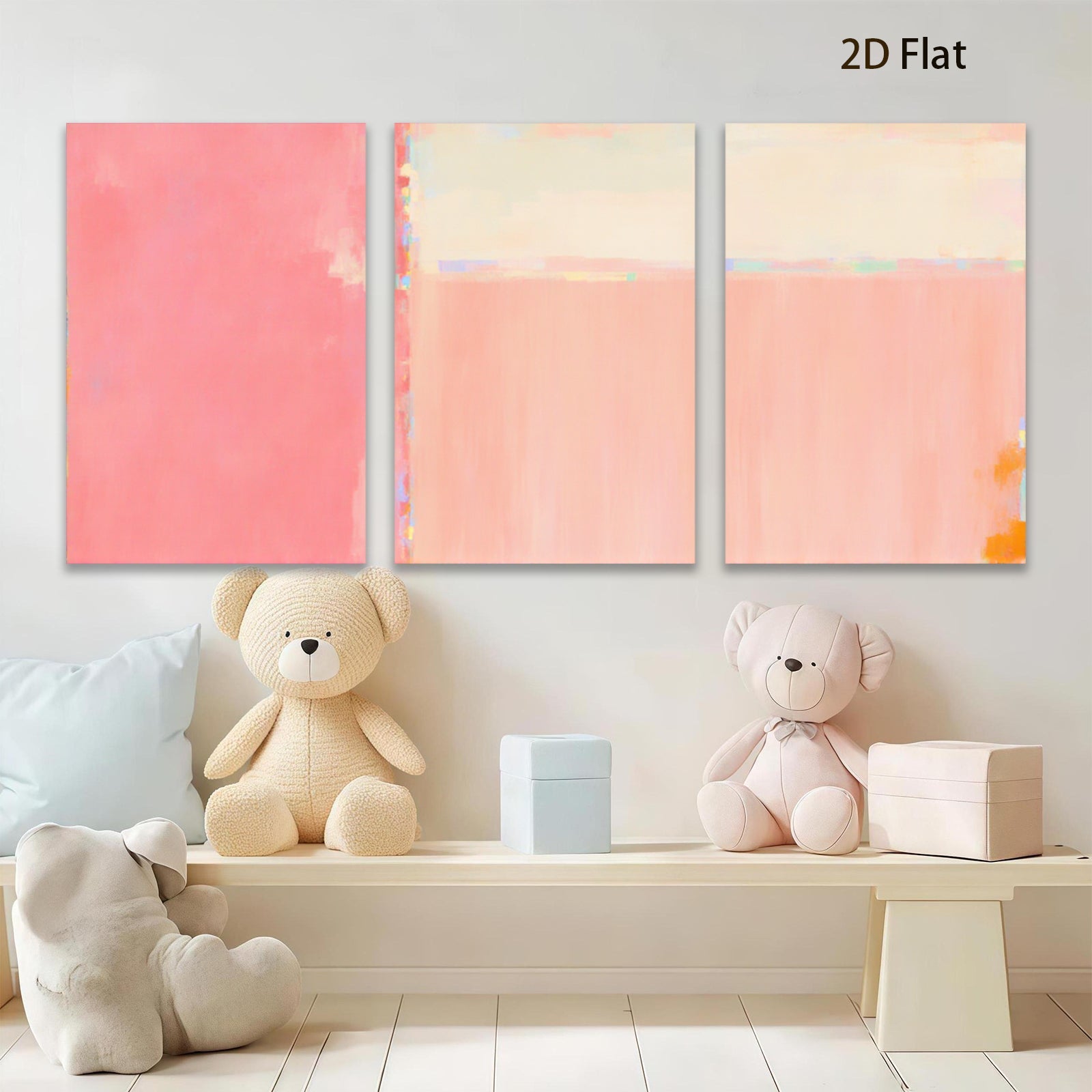 2D flat 1pc soft blush pink coral abstract wall art modern farmhouse living room bedroom decor gallery wrapped canvas prints ready to hang large size statement piece