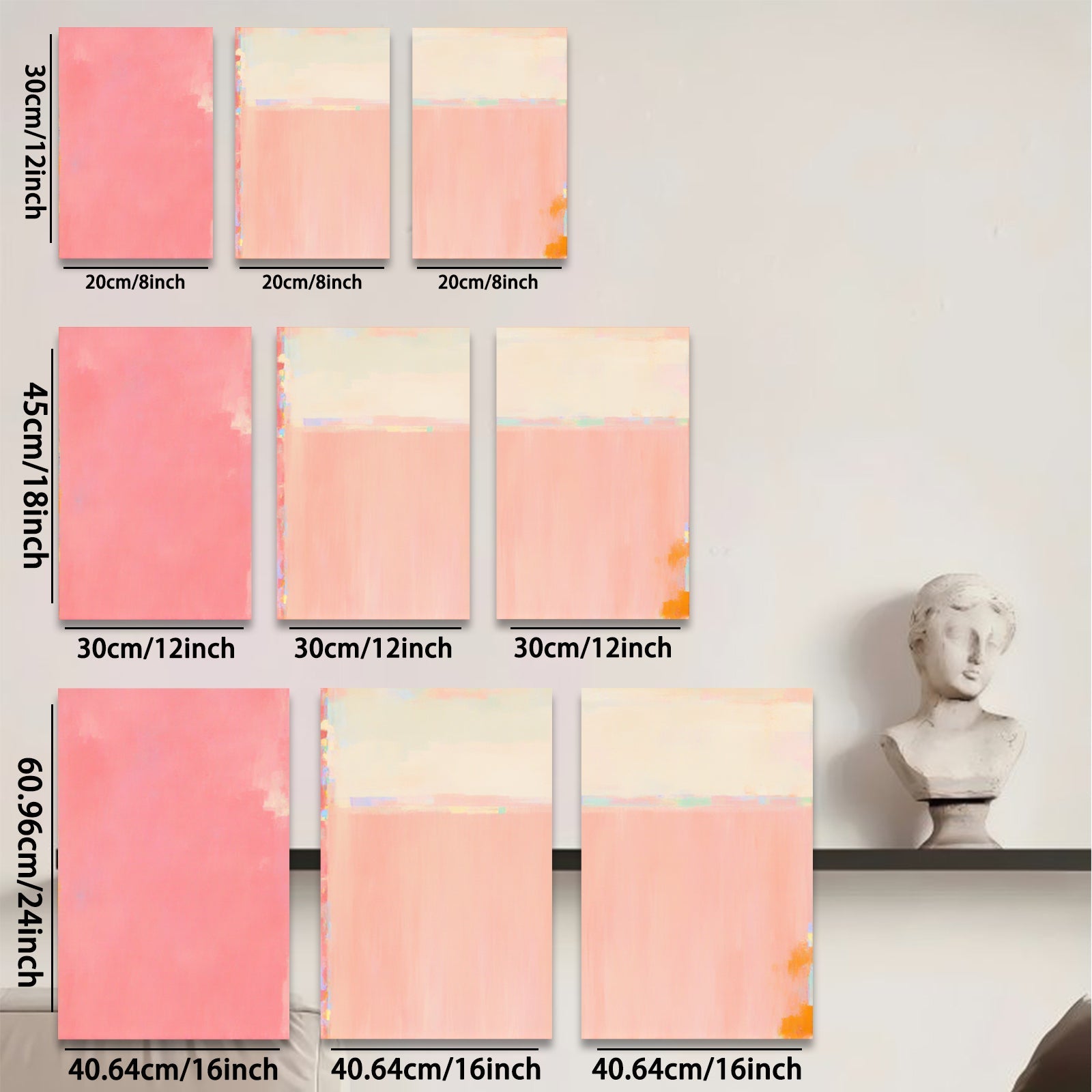 2D flat 1pc soft blush pink coral abstract wall art modern farmhouse living room bedroom decor gallery wrapped canvas prints ready to hang large size statement piece