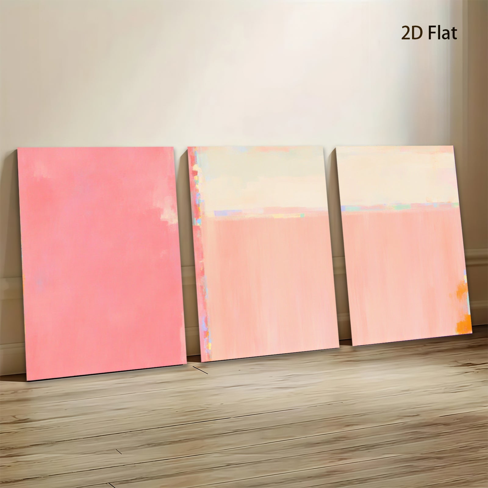 2D flat 1pc soft blush pink coral abstract wall art modern farmhouse living room bedroom decor gallery wrapped canvas prints ready to hang large size statement piece