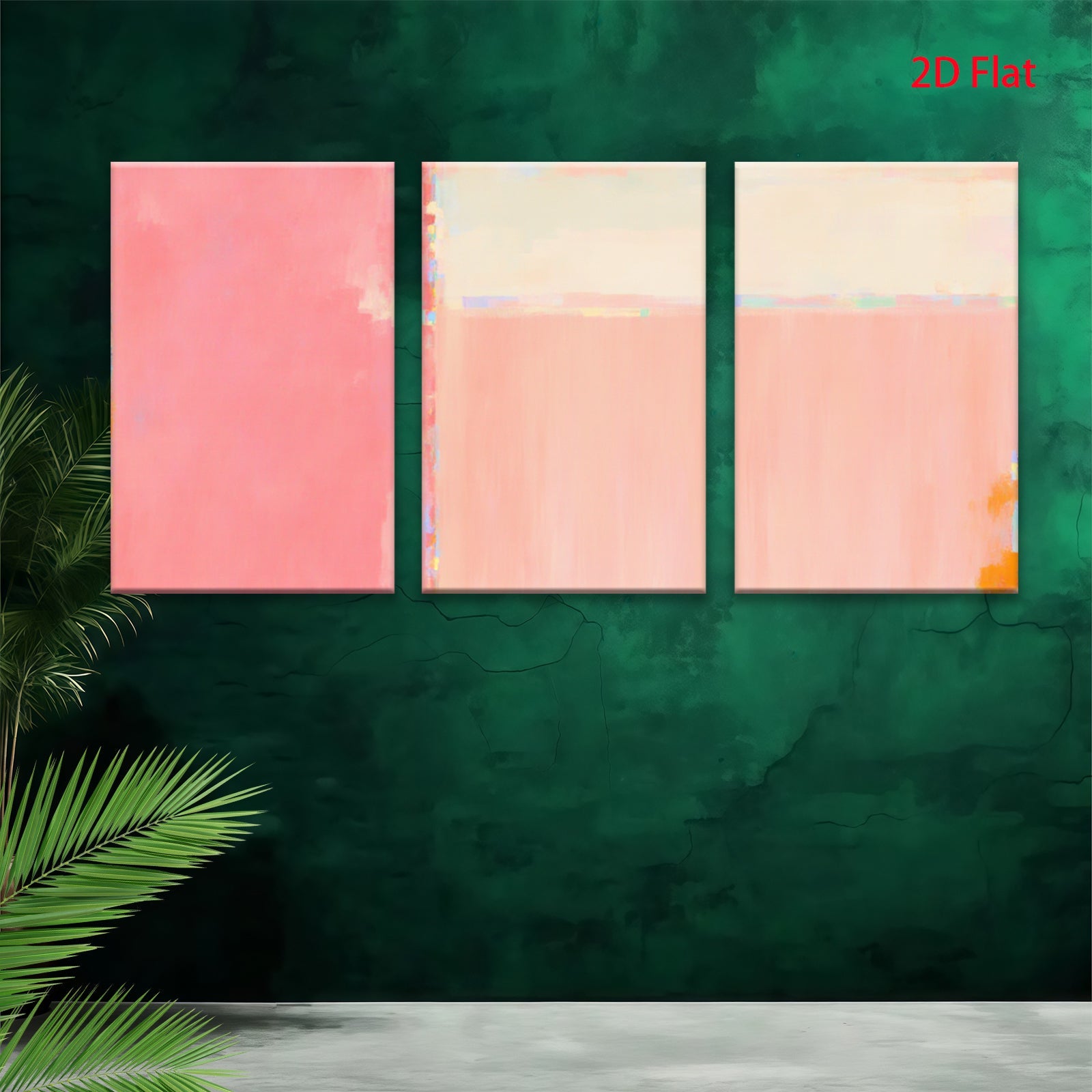 2D flat 1pc soft blush pink coral abstract wall art modern farmhouse living room bedroom decor gallery wrapped canvas prints ready to hang large size statement piece