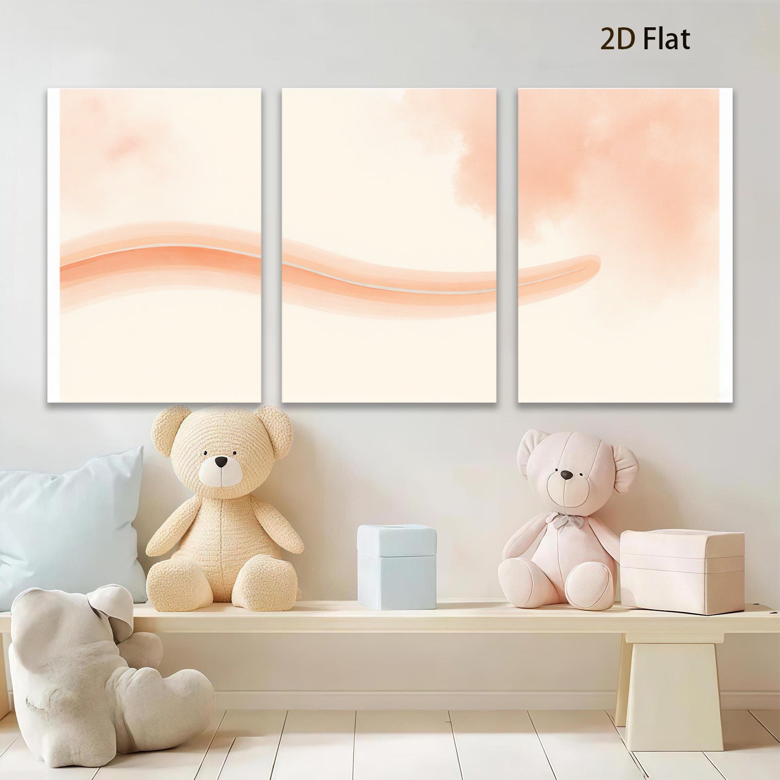 2D flat 1pc soft blush wave abstract wall art canvas print for living room bedroom home decor modern farmhouse minimalist style gallery wrapped ready to hang