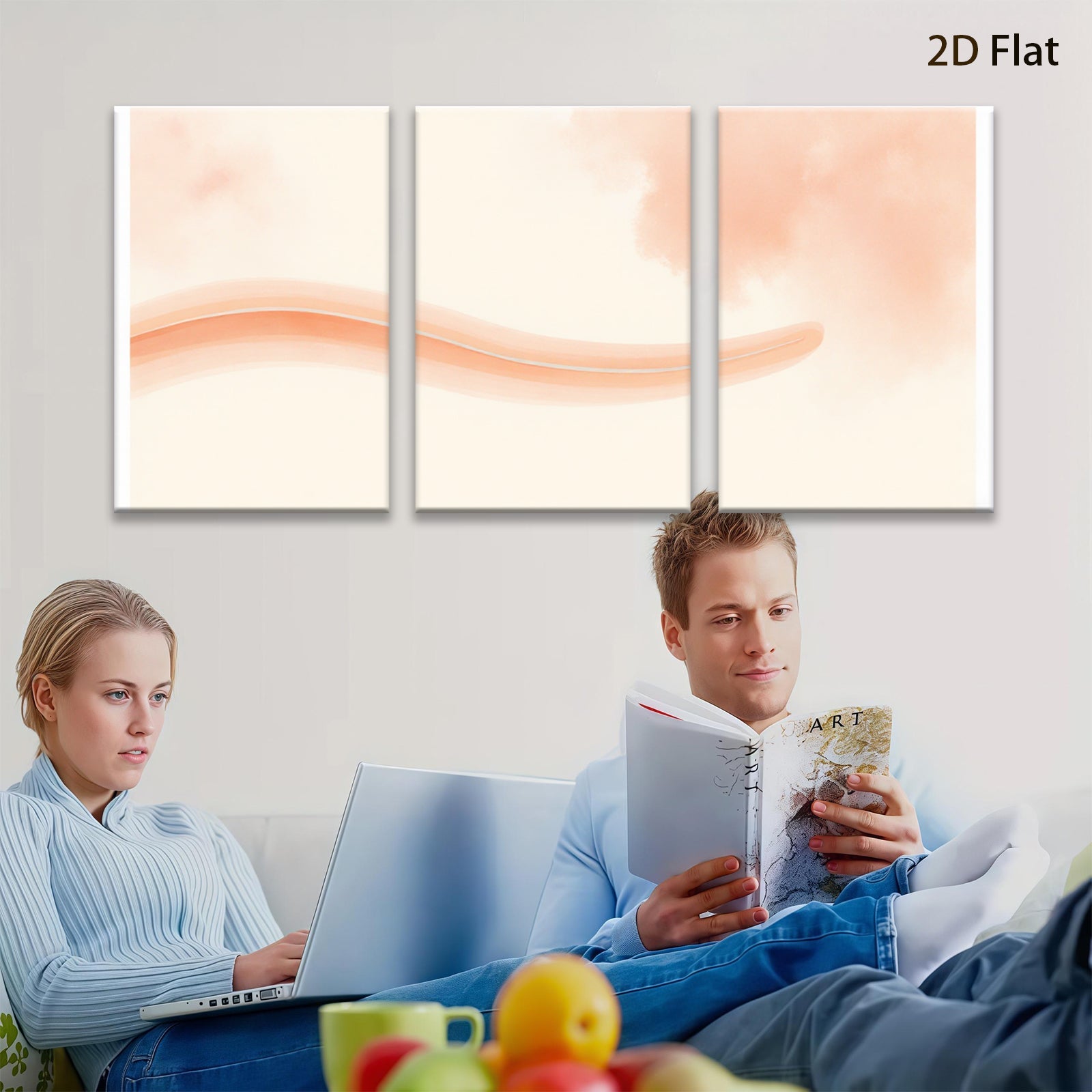 2D flat 1pc soft blush wave abstract wall art canvas print for living room bedroom home decor modern farmhouse minimalist style gallery wrapped ready to hang