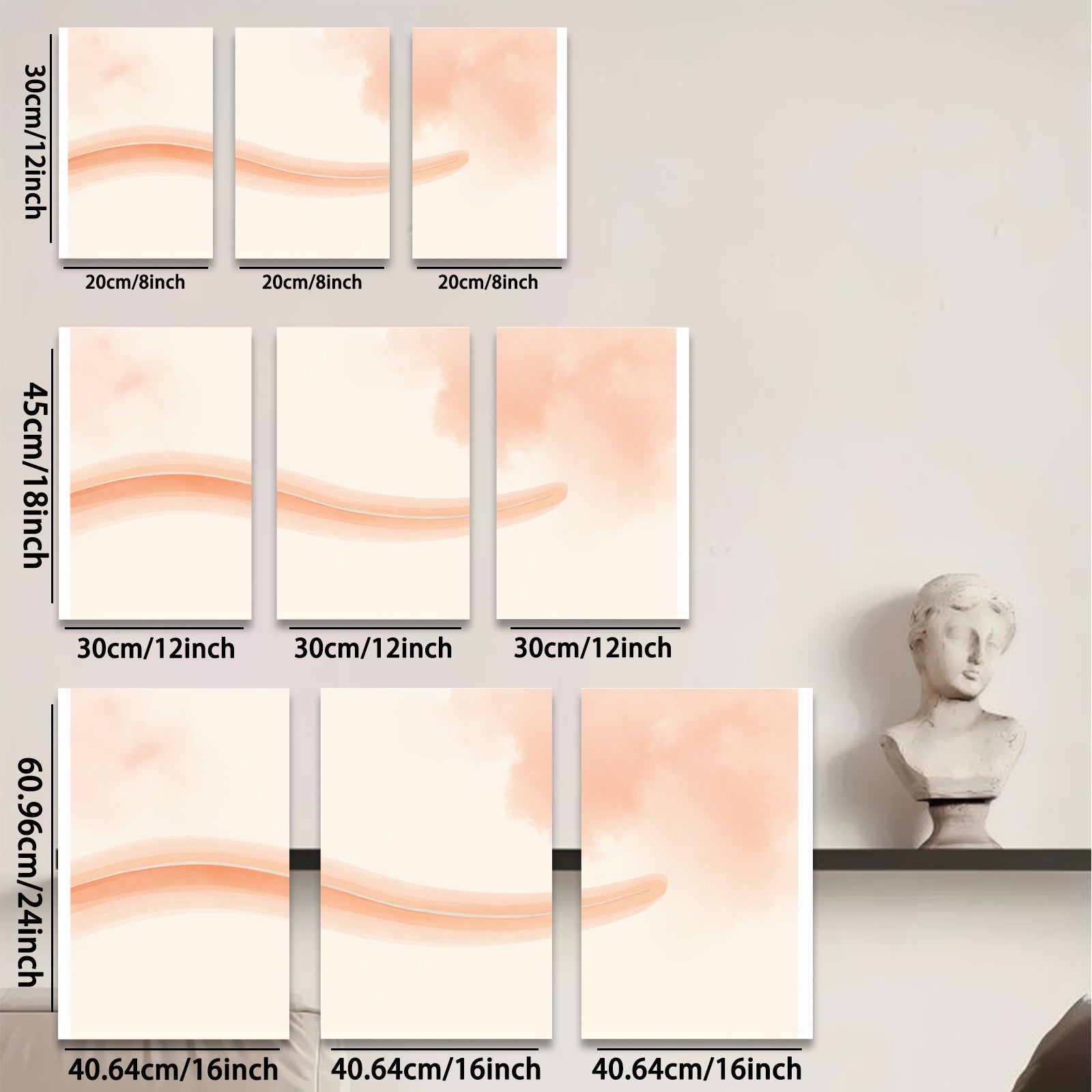 2D flat 1pc soft blush wave abstract wall art canvas print for living room bedroom home decor modern farmhouse minimalist style gallery wrapped ready to hang