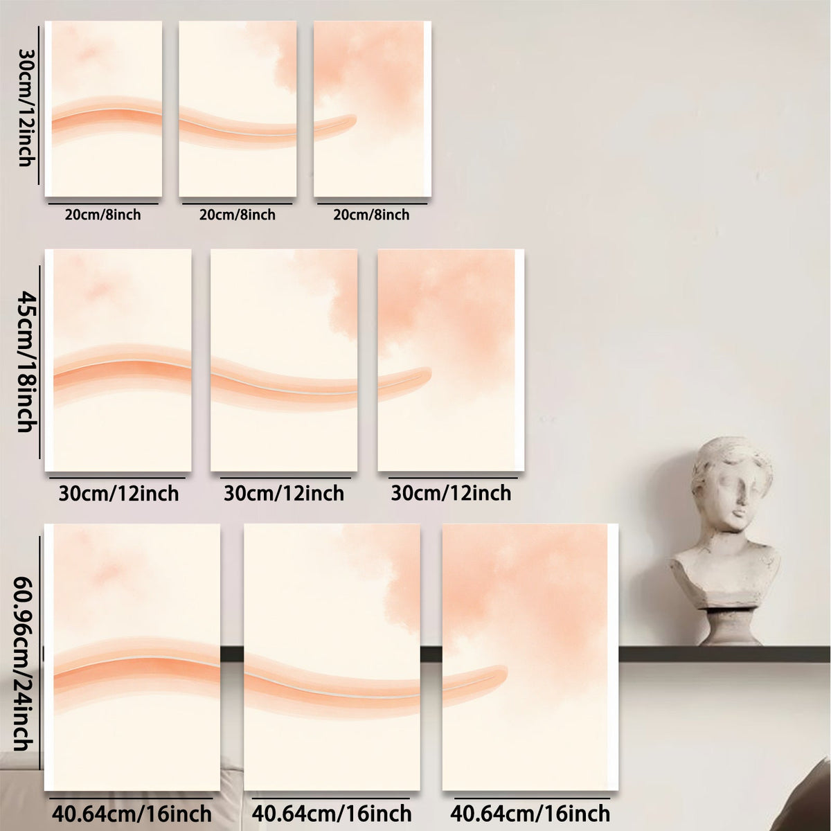 2D flat 1pc soft blush wave abstract wall art canvas print for living room bedroom home decor modern farmhouse minimalist style gallery wrapped ready to hang