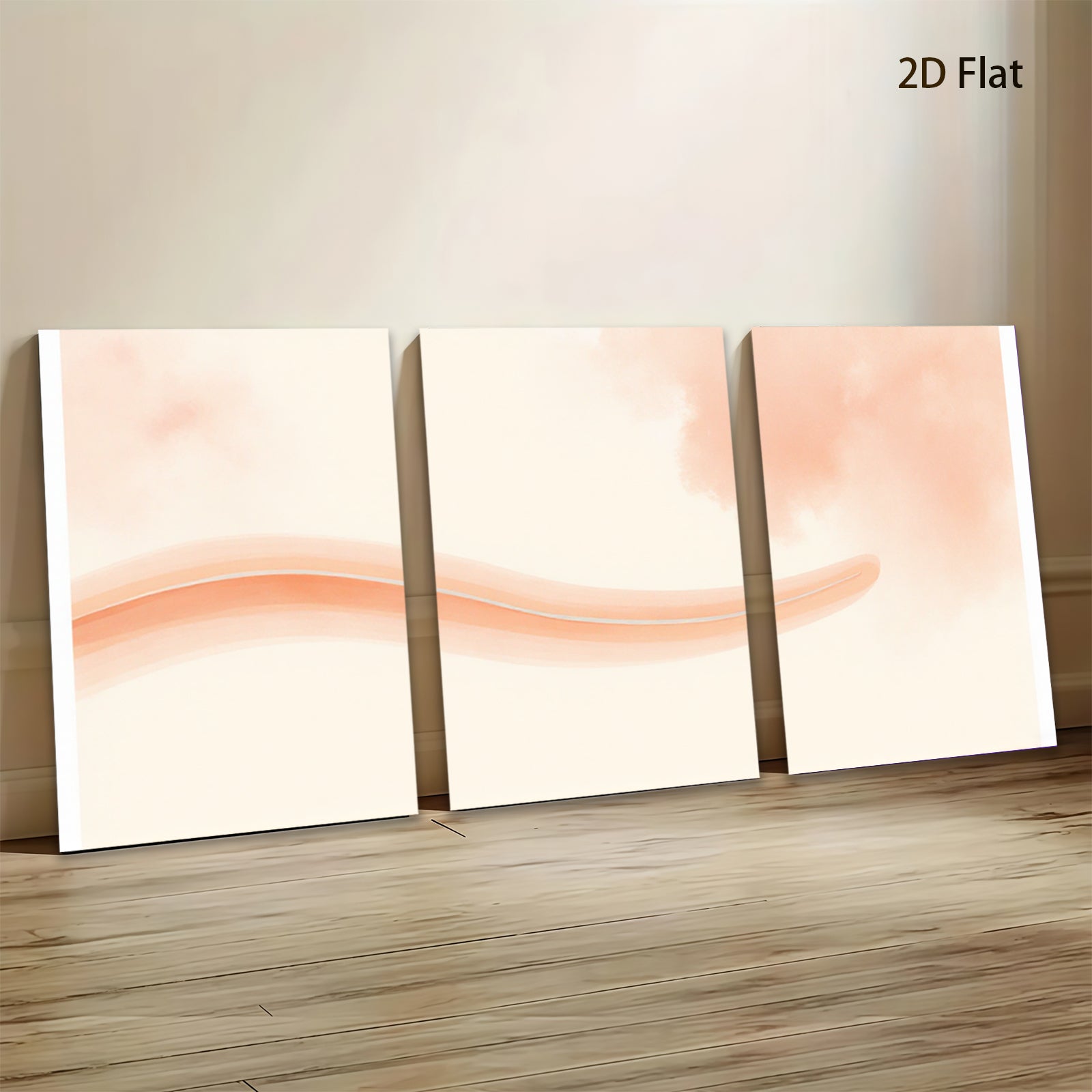 2D flat 1pc soft blush wave abstract wall art canvas print for living room bedroom home decor modern farmhouse minimalist style gallery wrapped ready to hang