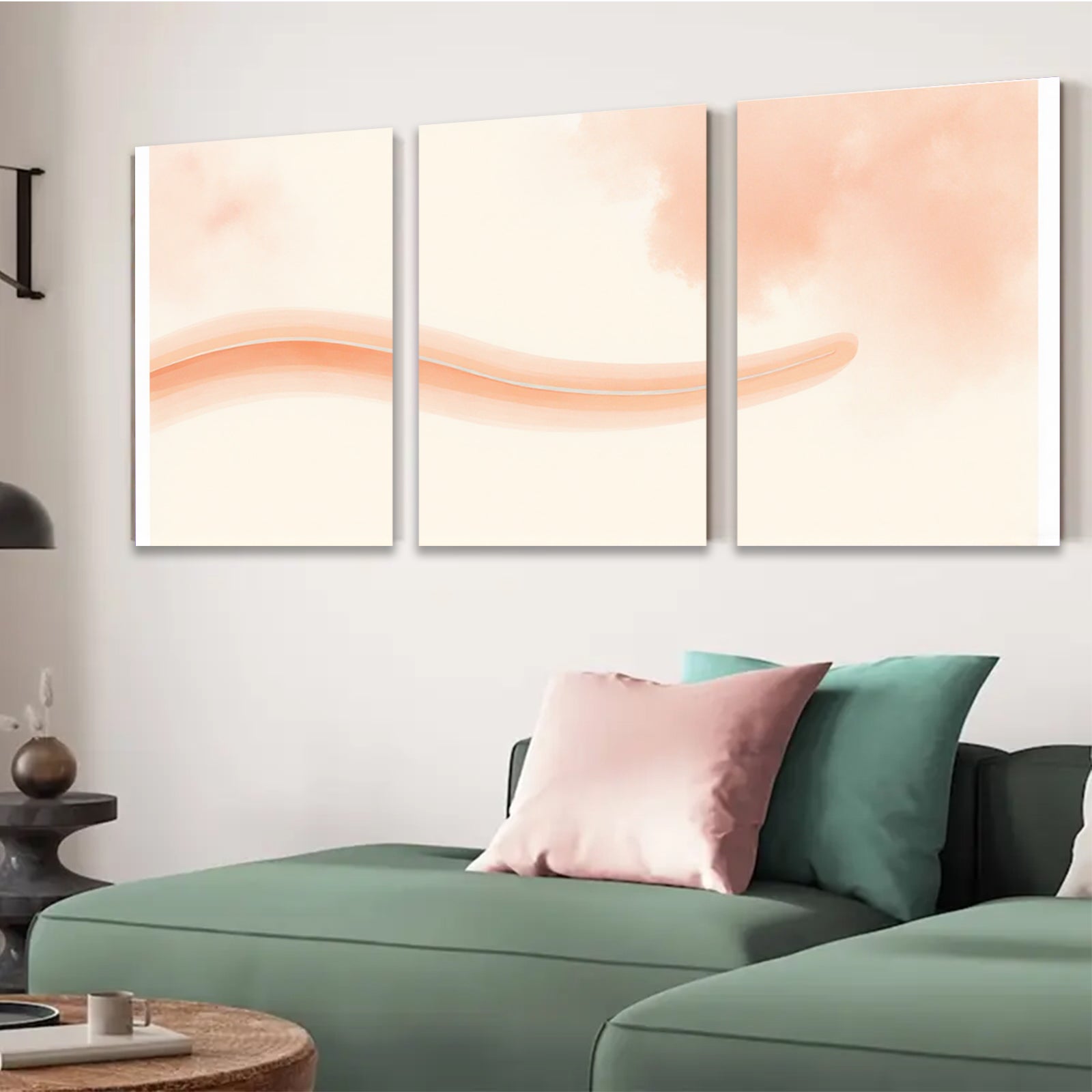 2D flat 1pc soft blush wave abstract wall art canvas print for living room bedroom home decor modern farmhouse minimalist style gallery wrapped ready to hang
