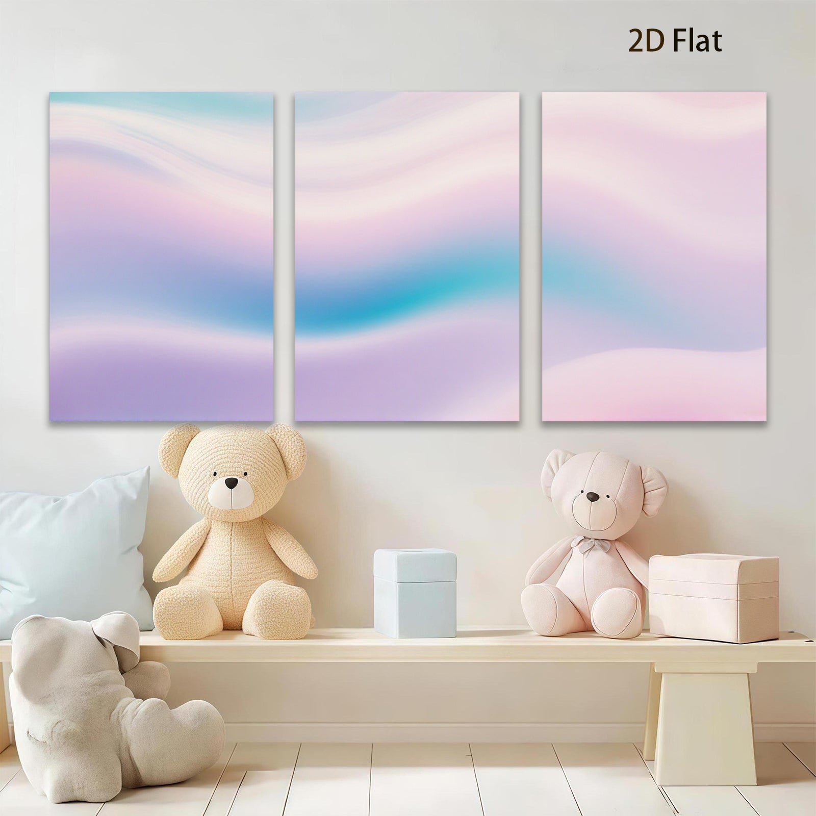2D flat 1pc soft pastel abstract swirls canvas wall art modern farmhouse living room bedroom decor gallery wrapped ready to hang large size