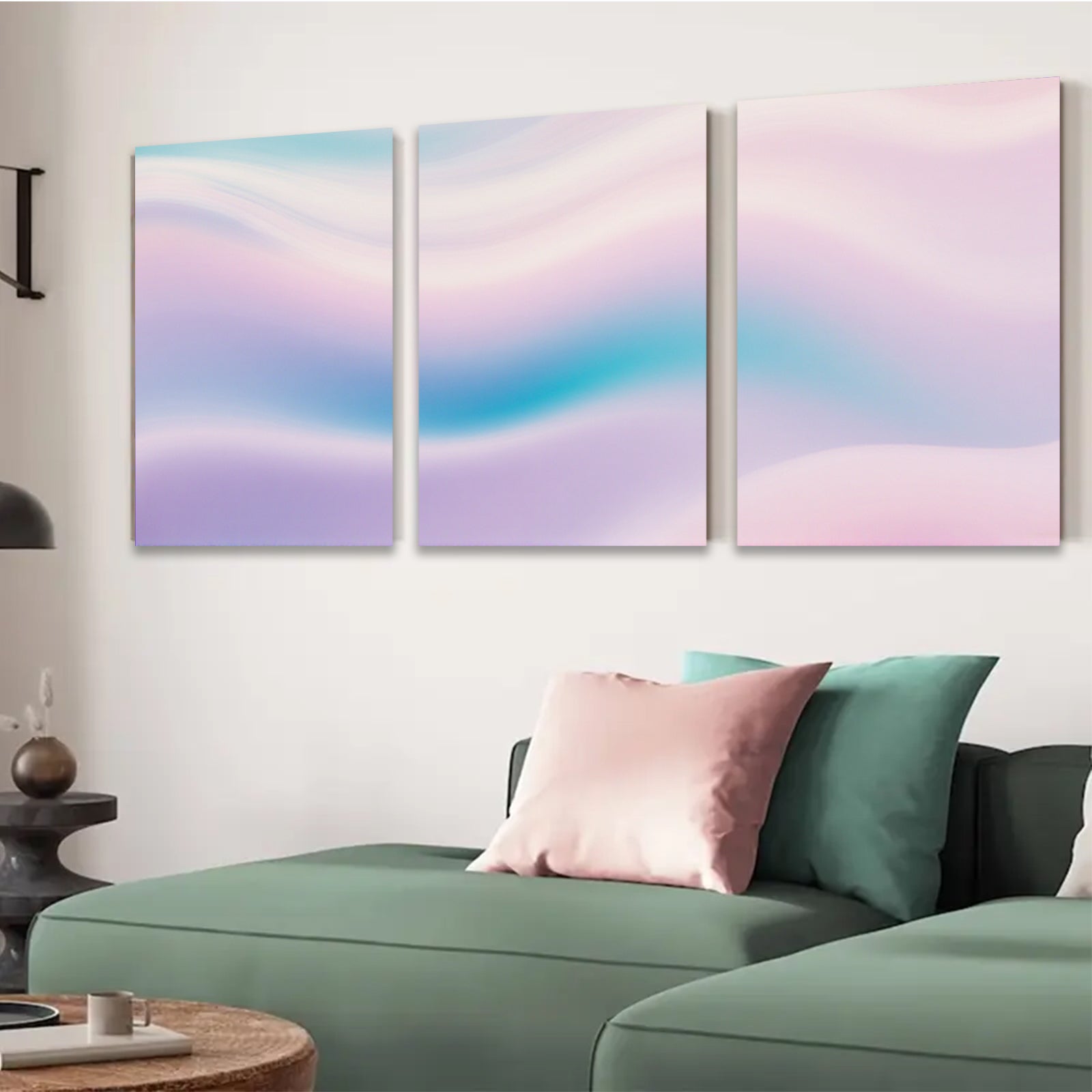 2D flat 1pc soft pastel abstract swirls canvas wall art modern farmhouse living room bedroom decor gallery wrapped ready to hang large size