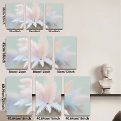2D flat 1pc soft pastel feathers bloom minimalist wall art bedroom living room decor farmhouse style canvas prints modern aesthetic gallery wrapped