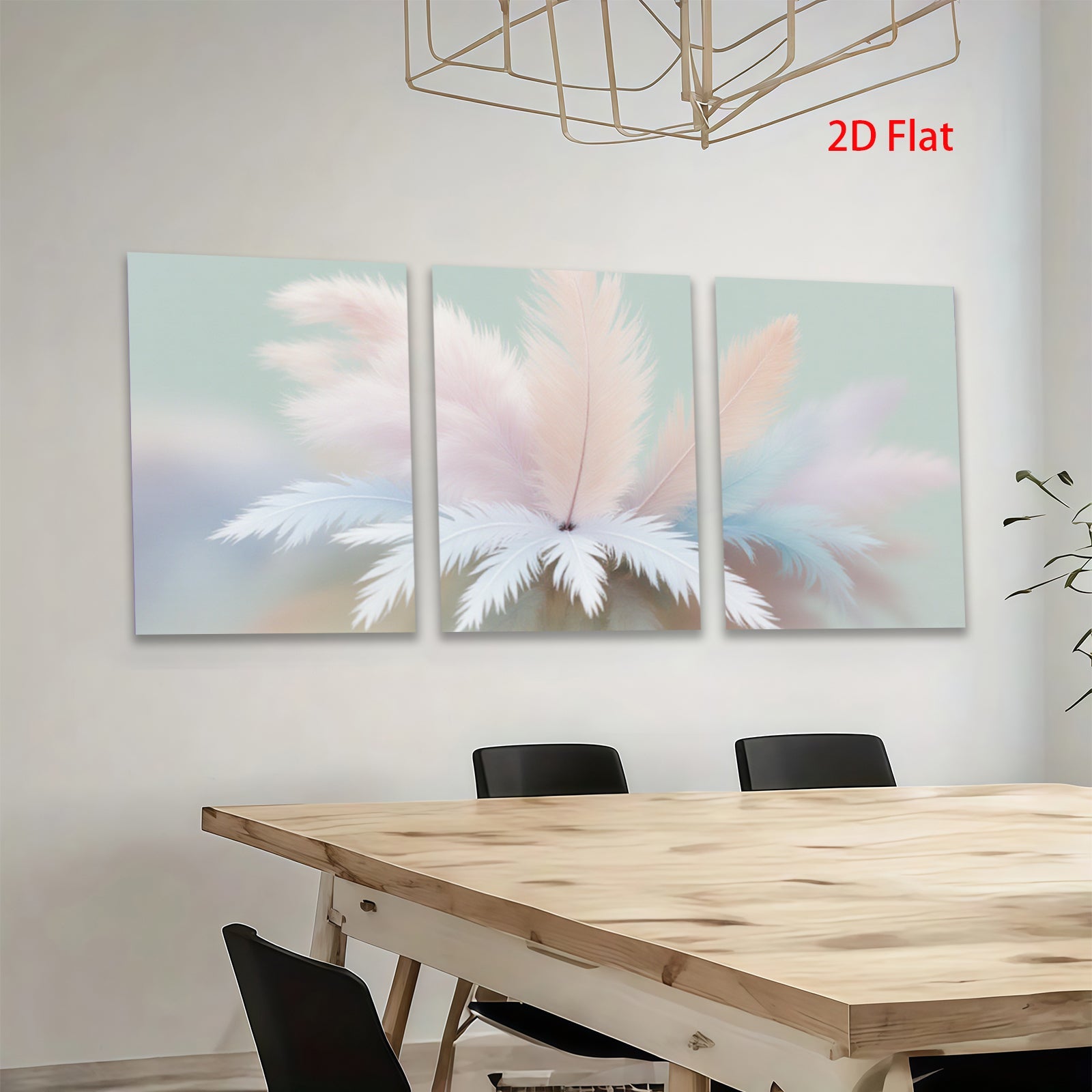 2D flat 1pc soft pastel feathers bloom minimalist wall art bedroom living room decor farmhouse style canvas prints modern aesthetic gallery wrapped