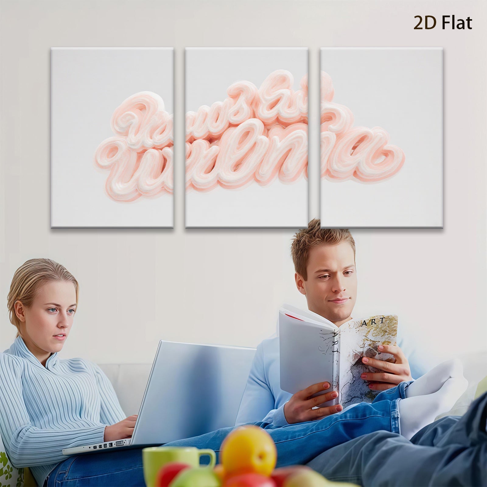 2D flat 1pc soft pink swirls abstract wall art bedroom living room modern farmhouse gallery wrapped canvas prints cozy home decor