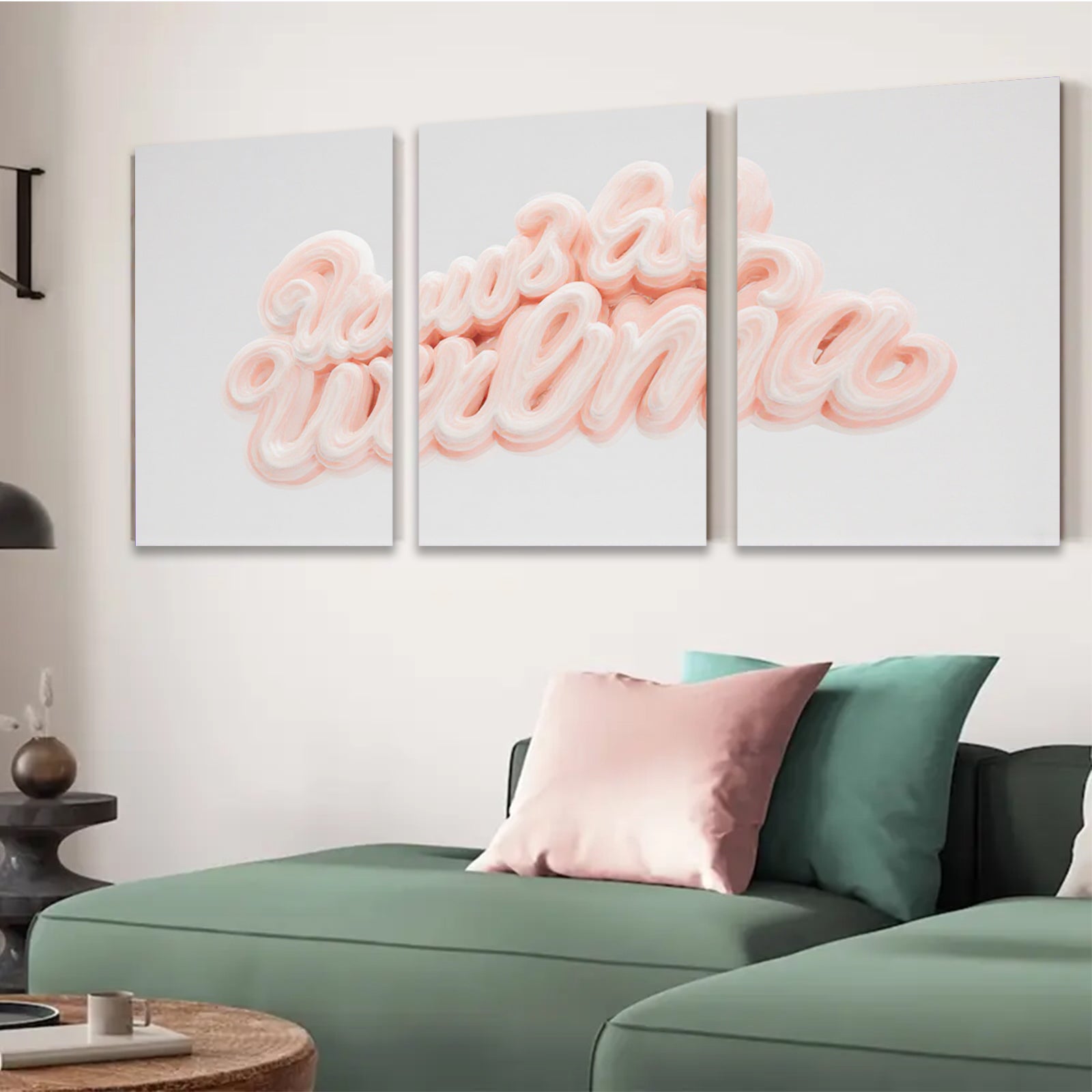 2D flat 1pc soft pink swirls abstract wall art bedroom living room modern farmhouse gallery wrapped canvas prints cozy home decor