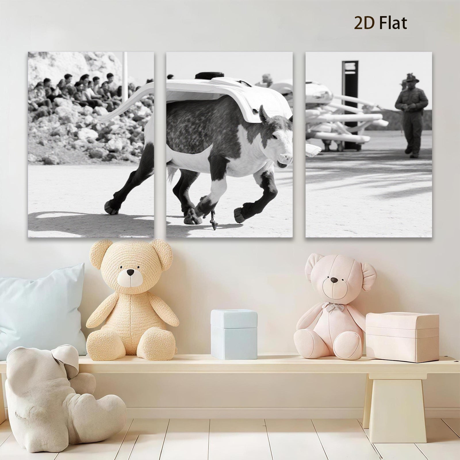 2D flat 1pc spirited horse jumps obstacle country charm farmhouse wall decor living room bedroom gallery wrapped canvas print modern art