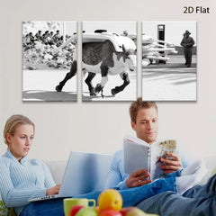 2D flat 1pc spirited horse jumps obstacle country charm farmhouse wall decor living room bedroom gallery wrapped canvas print modern art