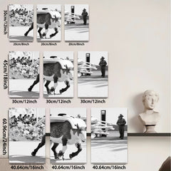 2D flat 1pc spirited horse jumps obstacle country charm farmhouse wall decor living room bedroom gallery wrapped canvas print modern art