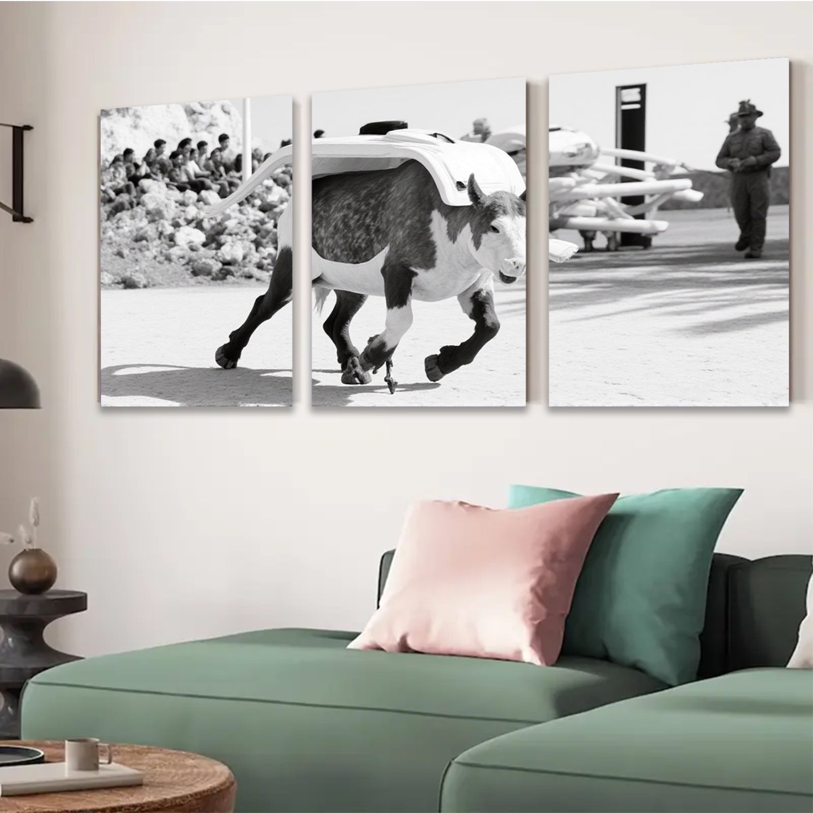 2D flat 1pc spirited horse jumps obstacle country charm farmhouse wall decor living room bedroom gallery wrapped canvas print modern art