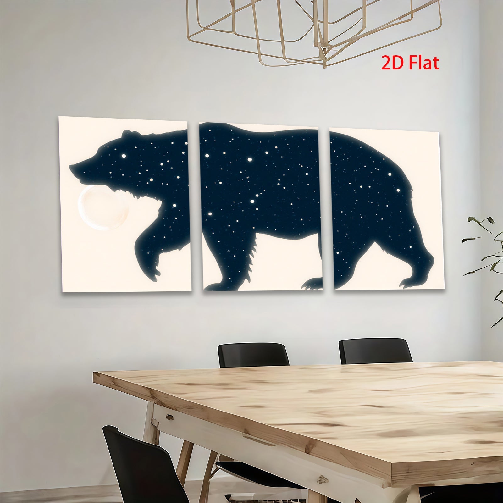 2D flat 1pc starry night bear silhouette wall art canvas prints for bedroom living room home decor farmhouse style modern minimalist aesthetic gallery wrapped