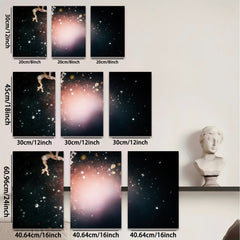 2D flat 1pc starts Abstract Night Sky Cosmic Dust Painting Modern Wall Art Decor Living Room Bedroom Home Office Gallery Wrapped Canvas Prints Ready to Hang Farmhouse Style