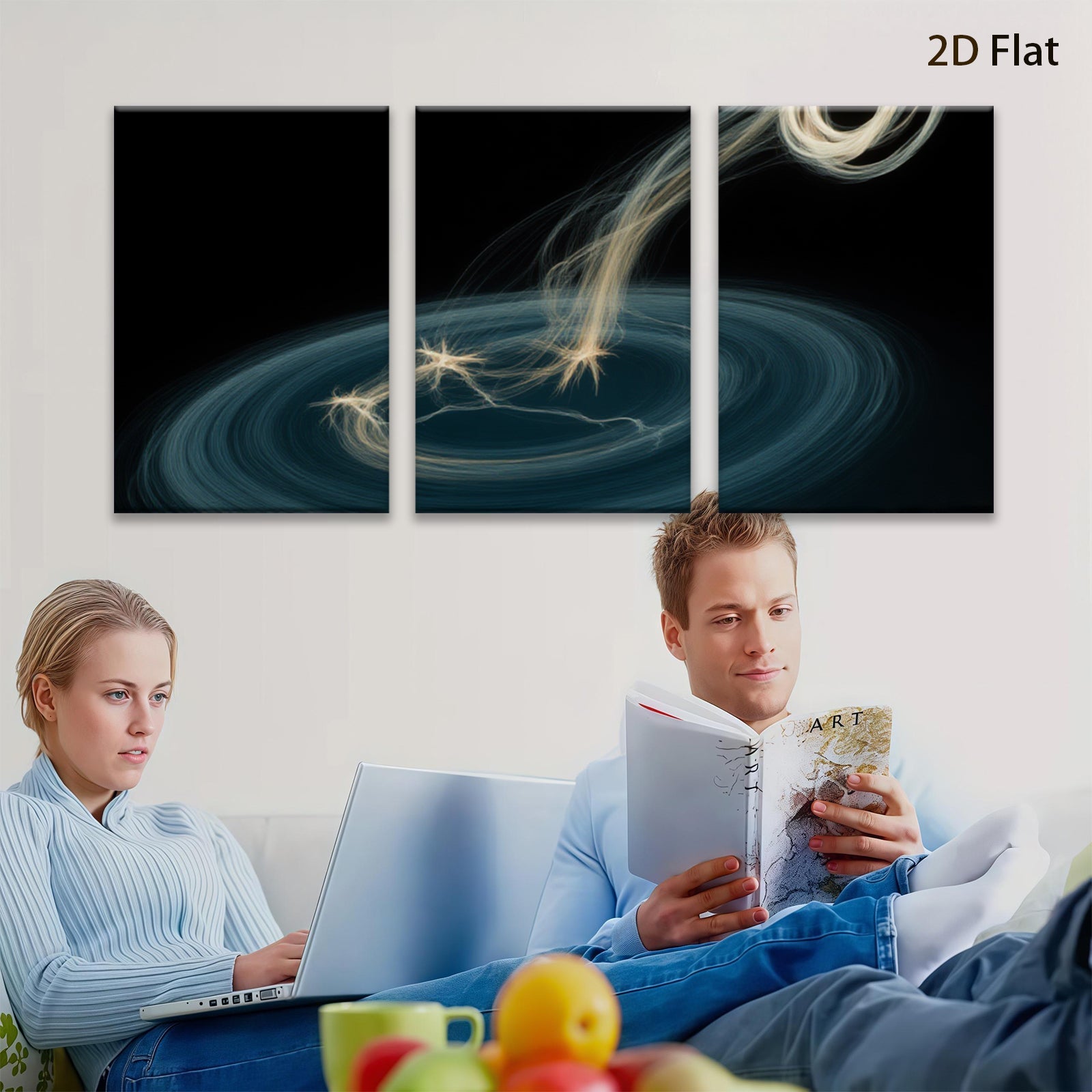 2D flat 1pc starts Cosmic swirl energy abstract wall art decor for living room bedroom office modern farmhouse gallery wrapped canvas prints
