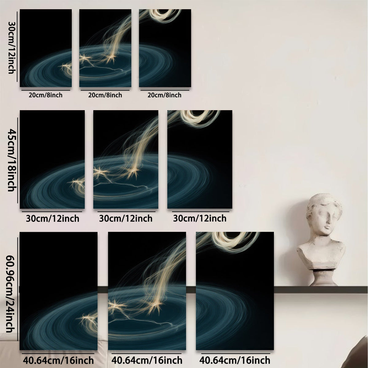 2D flat 1pc starts Cosmic swirl energy abstract wall art decor for living room bedroom office modern farmhouse gallery wrapped canvas prints