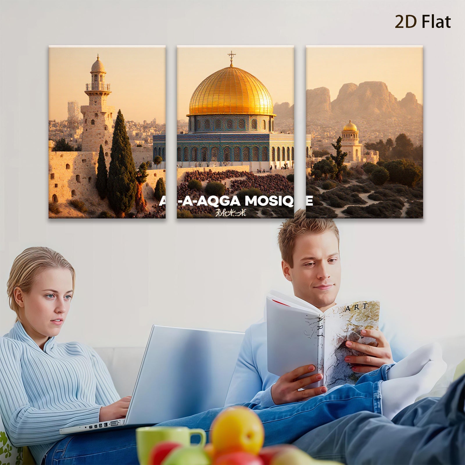 2D flat 1pc starts Jerusalem golden dome city skyline wall art prints canvas painting for living room bedroom office decor farmhouse style inspirational modern gallery wrapped