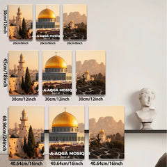 2D flat 1pc starts Jerusalem golden dome city skyline wall art prints canvas painting for living room bedroom office decor farmhouse style inspirational modern gallery wrapped