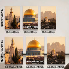 2D flat 1pc starts Jerusalem golden dome city skyline wall art prints canvas painting for living room bedroom office decor farmhouse style inspirational modern gallery wrapped