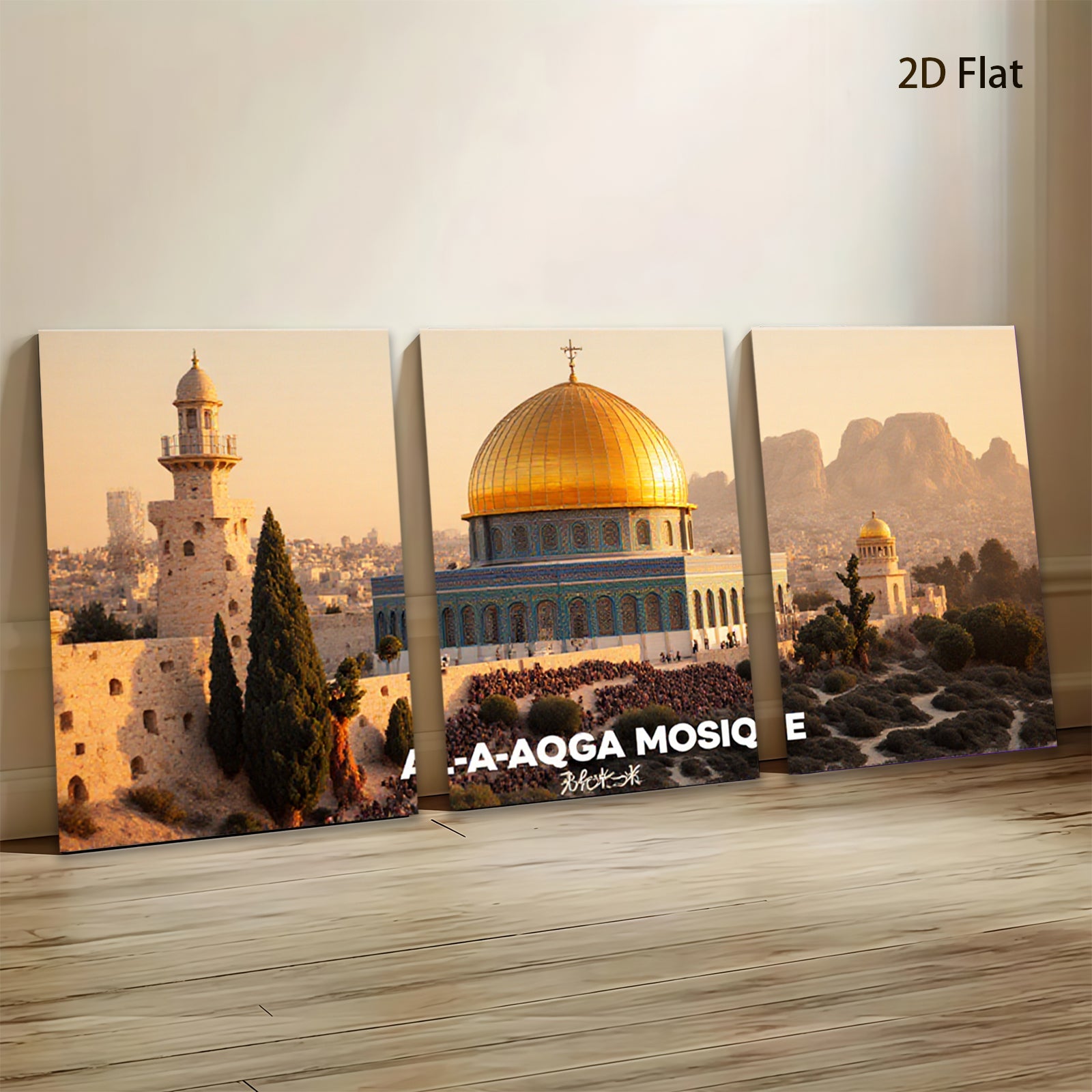 2D flat 1pc starts Jerusalem golden dome city skyline wall art prints canvas painting for living room bedroom office decor farmhouse style inspirational modern gallery wrapped