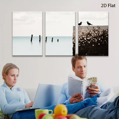 2D flat 1pc starts Peaceful seabirds rest upon weathered pier coastal wall art for living room bedroom gallery wrapped canvas prints farmhouse decor modern minimalist style