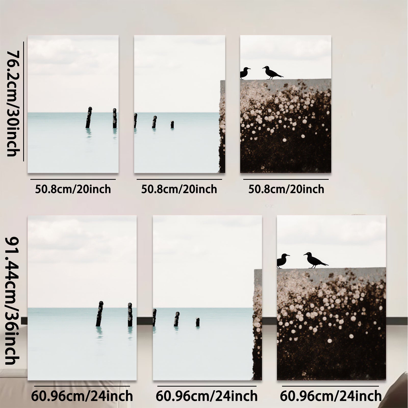 2D flat 1pc starts Peaceful seabirds rest upon weathered pier coastal wall art for living room bedroom gallery wrapped canvas prints farmhouse decor modern minimalist style