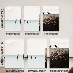 2D flat 1pc starts Peaceful seabirds rest upon weathered pier coastal wall art for living room bedroom gallery wrapped canvas prints farmhouse decor modern minimalist style