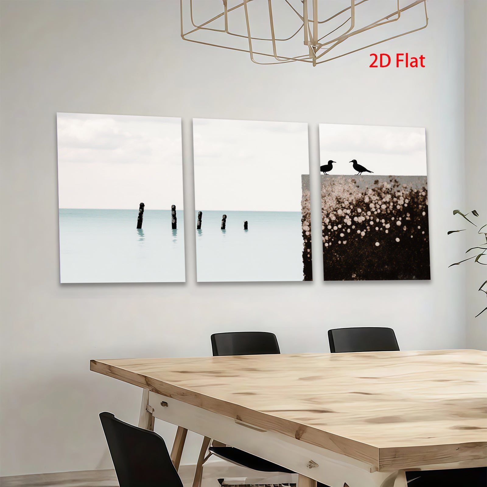 2D flat 1pc starts Peaceful seabirds rest upon weathered pier coastal wall art for living room bedroom gallery wrapped canvas prints farmhouse decor modern minimalist style