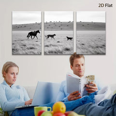 2D flat 1pc starts Wild horses running across grassy plains farmhouse wall decor living room bedroom modern art canvas prints framed ready to hang gallery wrapped