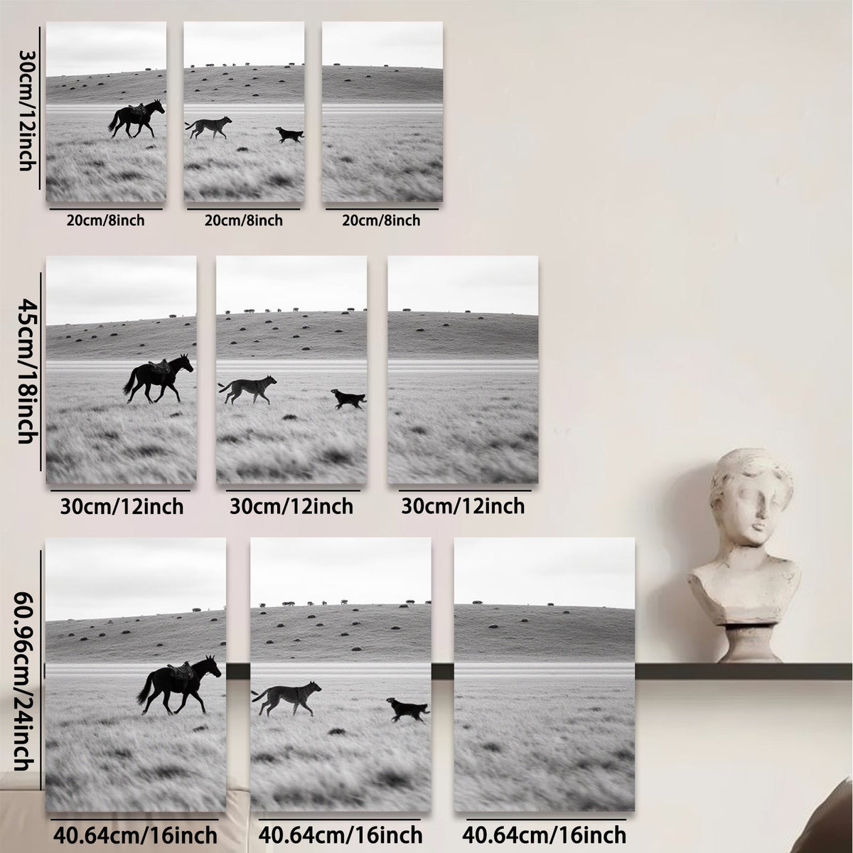 2D flat 1pc starts Wild horses running across grassy plains farmhouse wall decor living room bedroom modern art canvas prints framed ready to hang gallery wrapped