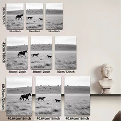 2D flat 1pc starts Wild horses running across grassy plains farmhouse wall decor living room bedroom modern art canvas prints framed ready to hang gallery wrapped