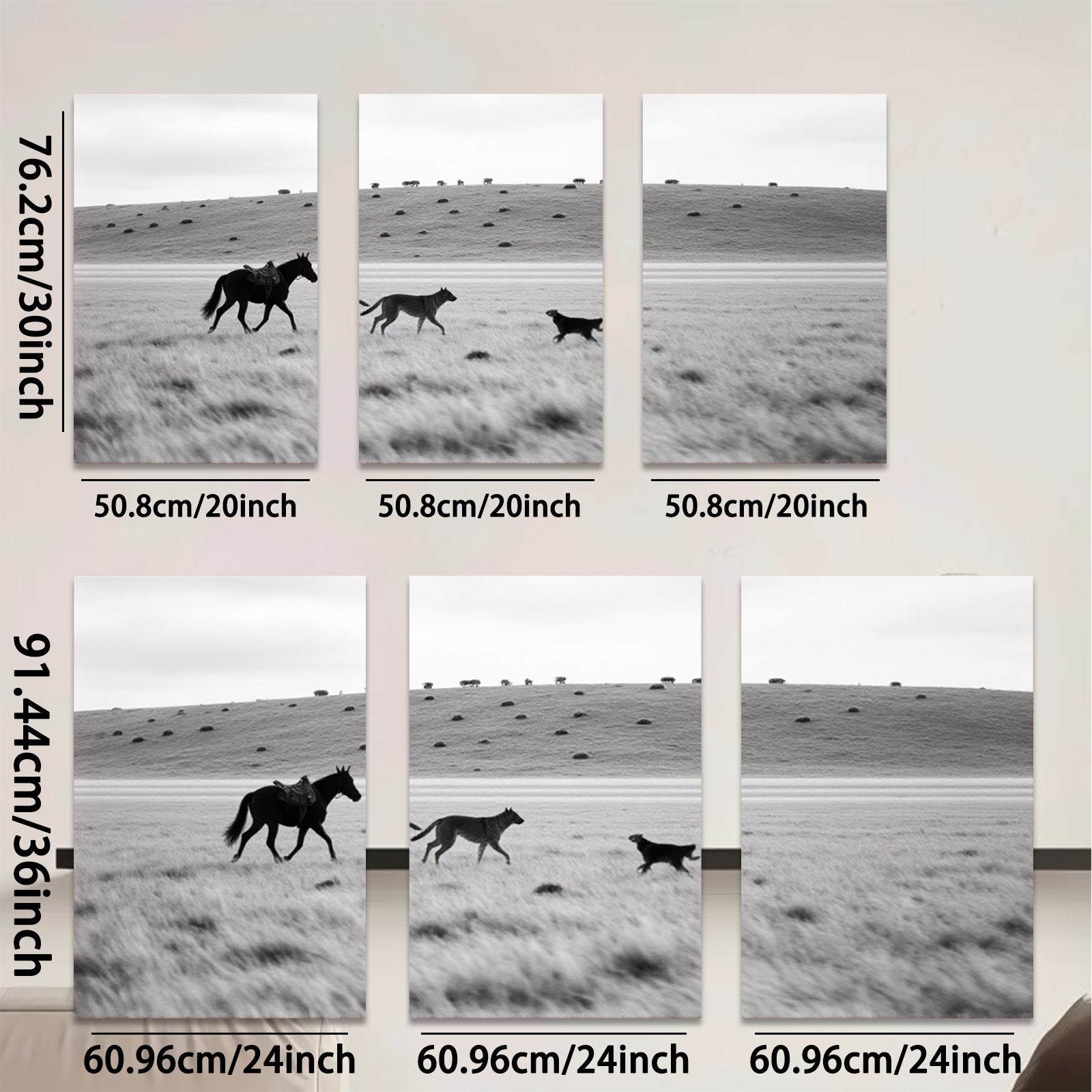 2D flat 1pc starts Wild horses running across grassy plains farmhouse wall decor living room bedroom modern art canvas prints framed ready to hang gallery wrapped