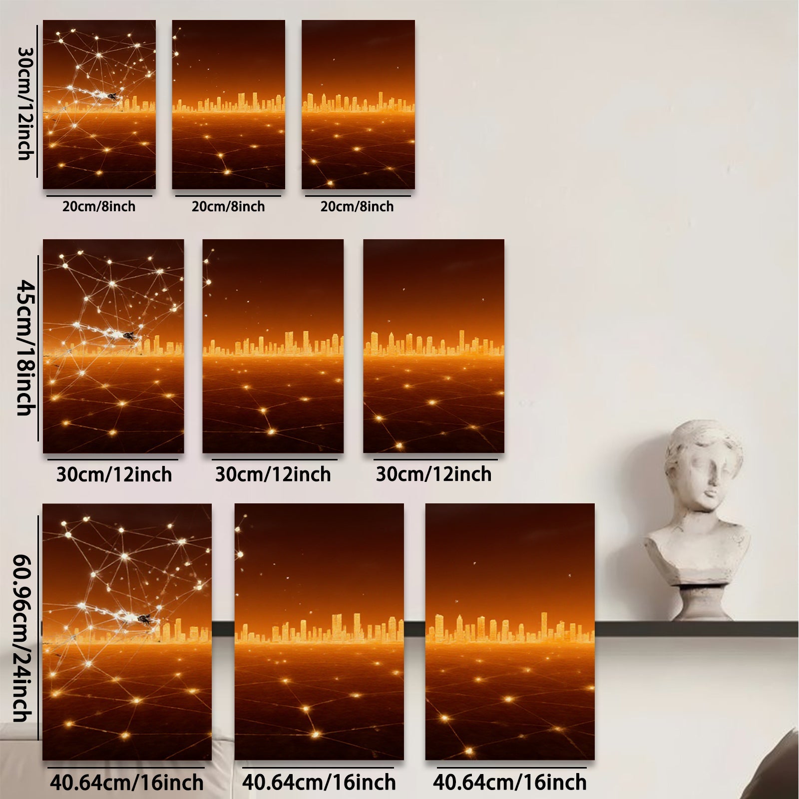 2D flat 1pc starts abstract city skyline modern wall art decor living room bedroom office gallery wrapped canvas prints farmhouse style inspirational cozy warm minimalist aesthetic