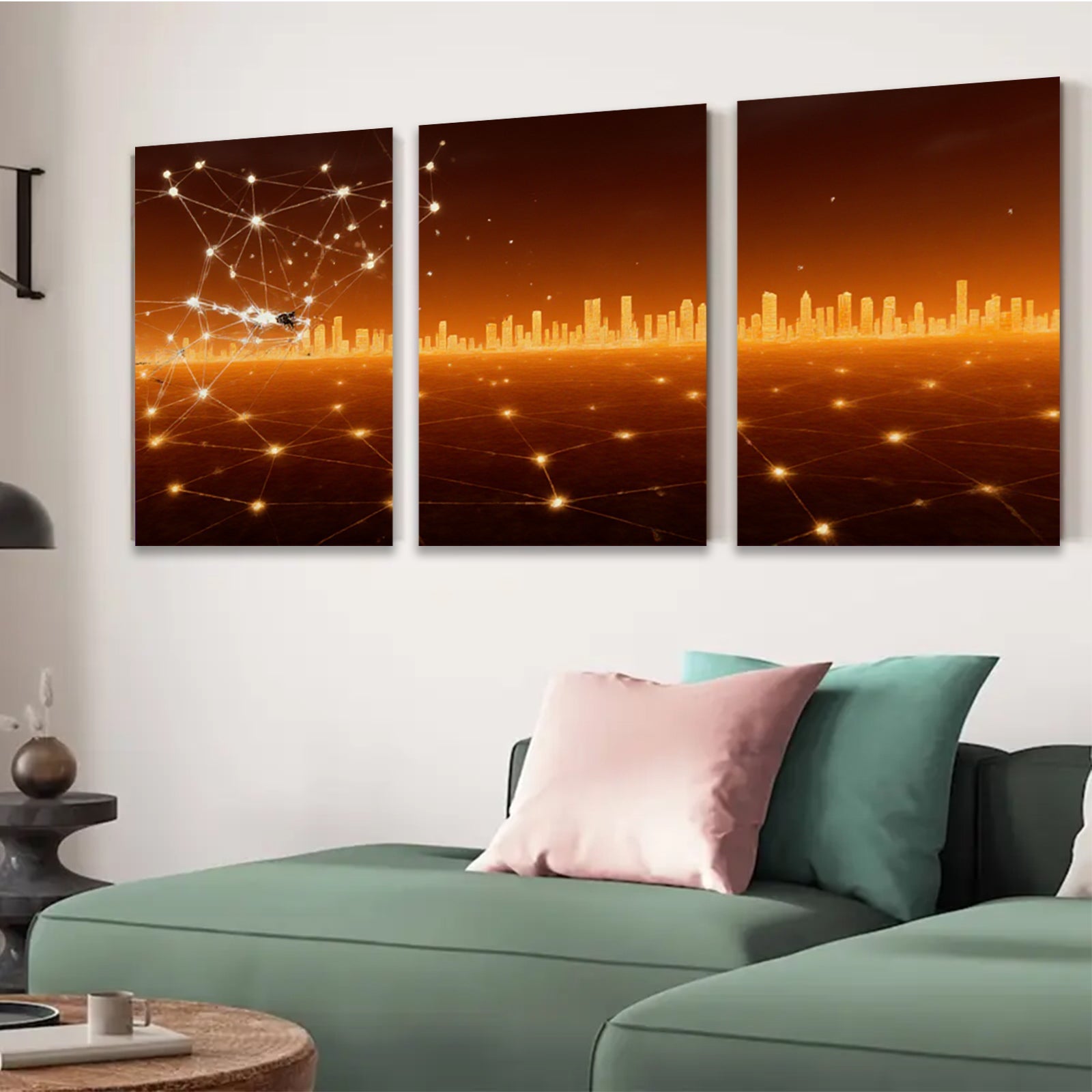 2D flat 1pc starts abstract city skyline modern wall art decor living room bedroom office gallery wrapped canvas prints farmhouse style inspirational cozy warm minimalist aesthetic