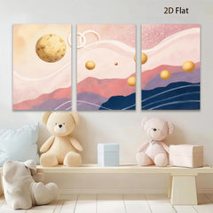 2D flat 1pc starts ethereal planetary landscape modern wall art for living room bedroom office gallery wrapped canvas prints farmhouse decor botanical minimalist