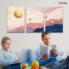 2D flat 1pc starts ethereal planetary landscape modern wall art for living room bedroom office gallery wrapped canvas prints farmhouse decor botanical minimalist