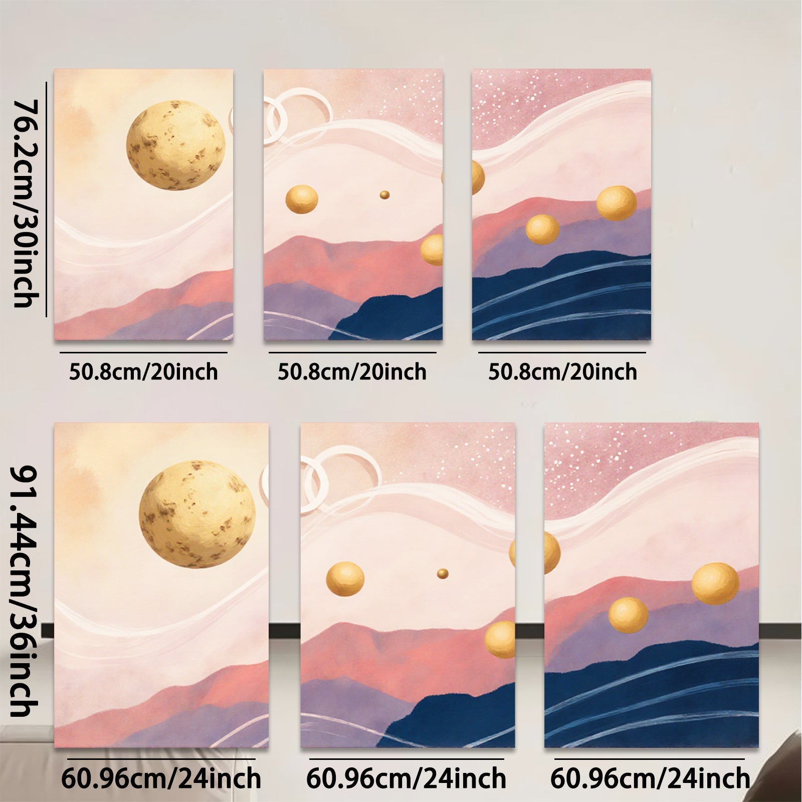 2D flat 1pc starts ethereal planetary landscape modern wall art for living room bedroom office gallery wrapped canvas prints farmhouse decor botanical minimalist