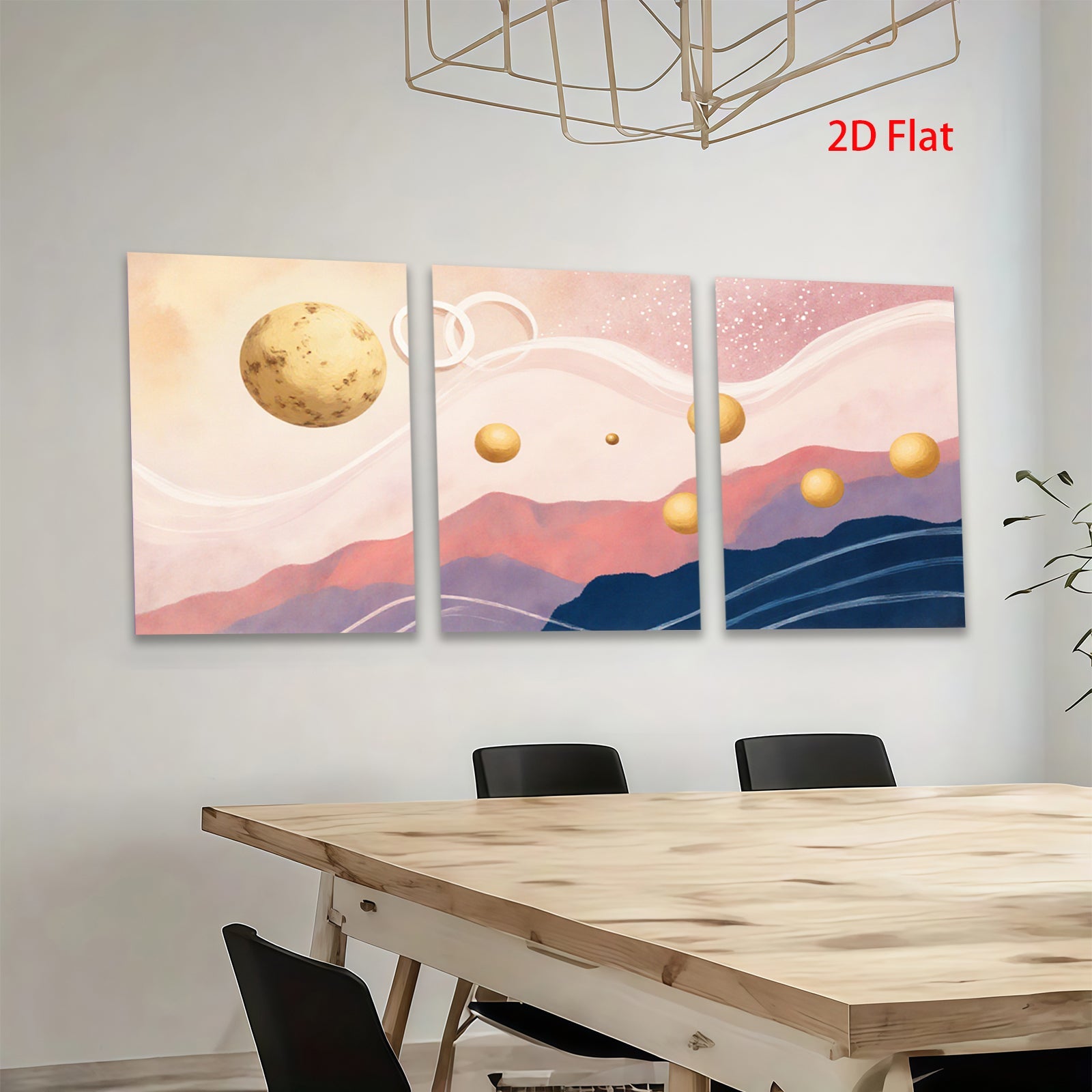 2D flat 1pc starts ethereal planetary landscape modern wall art for living room bedroom office gallery wrapped canvas prints farmhouse decor botanical minimalist