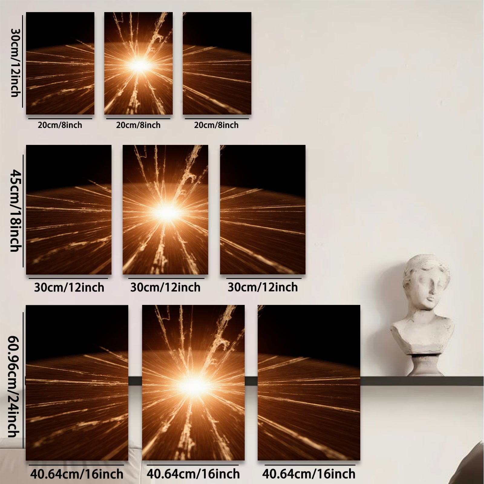 2D flat 1pc starts radiant sunburst abstract wall art for living room bedroom office modern farmhouse gallery wrapped canvas prints inspirational home decor large size statement piece